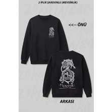 Zoka Wear Fenrir The Monster Wolf Of Norse Mythology Gray Ön Arka Baskılı Bisiklet Yaka Sweatshirt