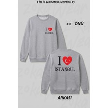 Zoka Wear I Love Istanbul Ön Arka Baskılı Bisiklet Yaka Sweatshirt