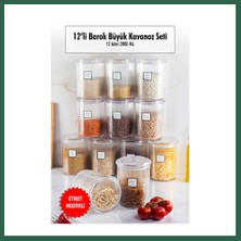 Vintessy Vıntessy 12'li Barok Yuvarlak Büyük Kavanoz Seti & Saklama Kabı & Erzak Kabı (12*2000 Ml) BZS01