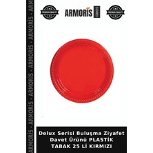 Armoris Delux Serisi Buluşma Ziyafet Davet Ürünü Plastik Tabak 25 Li Kırmızı