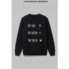 Zoka Wear The Sun The Moon The Truth Dizi Teen Wolf Ön Baskılı Bisiklet Yaka Sweatshirt