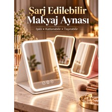 Mucit Home LED Makyaj Aynası Işıklı Katlanabilir Masaüstü Makyaj Aynası 3 Aydınlatma Modlu Makyaj Aynası