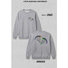 Zoka Wear Yamac Parasutu Baskili Unisex B Ön Arka Baskılı Bisiklet Yaka Sweatshirt