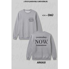 Zoka Wear Yesterday Now Tomorrow Ön Arka Baskılı Bisiklet Yaka Sweatshirt