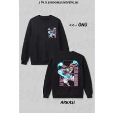 Zoka Wear Demon Slayer Akaza Ozel Tasarim V2 Ön Arka Baskılı Bisiklet Yaka Sweatshirt