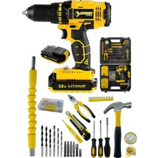 Elarque Japon Technology 58V8AH Lion Çift Akülü Turbo Şarjlı Matkap 99 Parça Setli