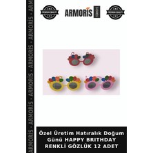 Armoris Özel Üretim Hatıralık Doğum Günü Happy Brıthday Renkli Gözlük 12 Adet