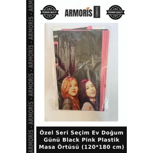 Armoris Özel Seri Seçim Ev Doğum Günü Black Pink Plastik Masa Örtüsü (120*180 Cm)