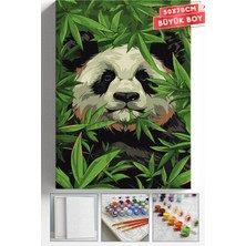 Corvo Sayılarla Boyama Hobi Seti Çerçeveli Numaralı Tuval Fırça Boya Askı Aparatı Dahil 50X70 cm - Orman Panda