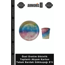 Armoris Özel Üretim Etkinlik Toplantı Akşam Karton Tabak Bardak Gökkuşağı 8’li