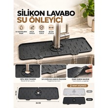 Silva Nature Silikon Mutfak Banyo Lavabo Kenarı Su Önleyici Süzme Matı - Eğimli Tezgah Koruyucu Drenaj Pedi (36X14 Cm)
