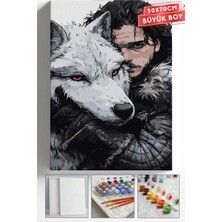 Corvo Sayılarla Boyama Hobi Seti Çerçeveli Numaralı Tuval Fırça Boya Askı Aparatı Dahil 50X70 cm - Jon Snow