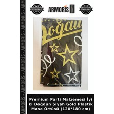 Armoris Premium Parti Malzemesi Iyi Ki Doğdun Siyah Gold Plastik Masa Örtüsü (120*180 Cm)