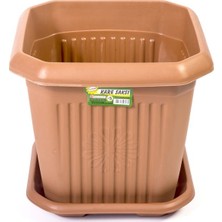 Hak Plastik Kare Saksı No 5 23 cm x 22 cm Kahverengi Plastik Bahçe Çiçek Saksısı