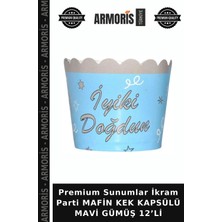 Armoris Premium Sunumlar Ikram Parti Mafin Kek Kapsülü Mavi Gümüş 12’li