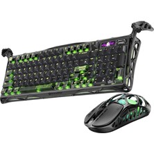 Gravastar Mercury K98 Pro Kablosuz  Rgb Işıklı Mekanik Ingilizce Q Gaming Klavye ve x Pro Optik Gaming Mouse Seti, Phantom Black