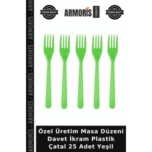 Armoris Özel Üretim Masa Düzeni Davet Ikram Plastik Çatal 25 Adet Yeşil
