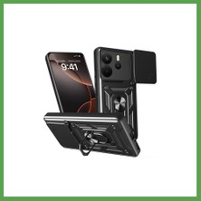 Bezos Redmi Note 14 4g Uyumlu Pars Lens Yüzüklü Silikon - Siyah Mgc