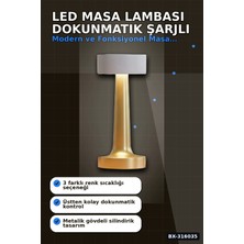 LED Masa Lambası Dokunmatik Şarjlı Abajur IP20 Korumalı Dimmer Işıklı BX-316035