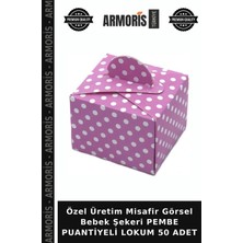 Armoris Özel Üretim Misafir Görsel Bebek Şekeri Pembe Puantiyeli Lokum 50 Adet