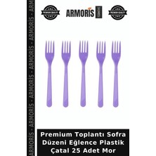 Armoris Premium Toplantı Sofra Düzeni Eğlence Plastik Çatal 25 Adet Mor