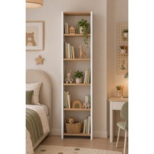 By Cino 5 RAFLI MODERN ÇOK AMAÇLI BEYAZ-MEŞE KİTAPLIK