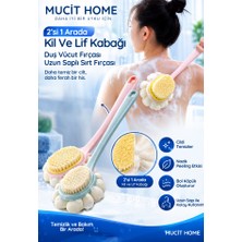 Mucit Home 2'si 1 Arada Kıl Ve Lif Kabağı iİe Duş Vücut Fırçası Uzun Saplı Sırt Fırçası-1 ADET