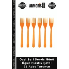 Armoris Özel Seri Servis Günü Öğün Plastik Çatal 25 Adet Turuncu