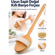 Mucit Home   Doğal At Kılı Banyo Sırt Kesesi Uzun Sökülebilir Saplı Yumuşak Fırçalı Doğal Kese Ahşap Saplı