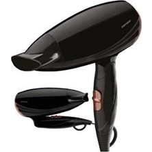 GoldMaster 1600 Watt Seyahat Tipi Katlanabilir Saç Kurutma Makinesi 2 Kademe Hız Ayarı ile Siyah BY4100