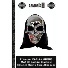 Armoris Premium Parlak Gümüş Maske Kostüm Maskesi Eğlence Ürünü Tarz Aksesuar