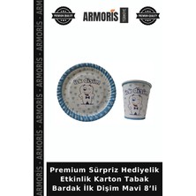 Armoris Premium Sürpriz Hediyelik Etkinlik Karton Tabak Bardak Ilk Dişim Mavi 8’li