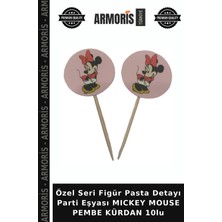 Armoris Özel Seri Figür Pasta Detayı Parti Eşyası Mıckey Mouse Pembe Kürdan 10LU