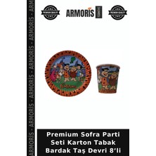 Armoris Premium Sofra Parti Seti Karton Tabak Bardak Taş Devri 8’li