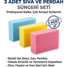 Primeaks Sıva Süngeri 3'lü Set Inşaat Boya Badana ve Alçı Temizleme Süngeri