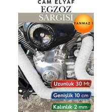 Kayra Leather Craft 30 Metre 10 cm Cam Elyaf Egzoz Sargısı Manifold Sargı Bezi Yanmaz Bant 2 mm Kalınlık Isıya Dayanıklı Yanmaz Isı Yalıtım Bandı Motorsiklet Araba Egzoz Koruma Bezi Termal Sargı