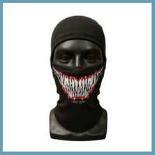 Bezos Unisex Tam Yüz Balaklava Diş Desenli Kışlık Maske Nefes Alan Esnek Kask Altı Boyunluk Yumuşak Viskoz MBT06