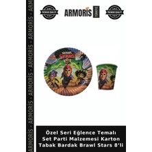 Armoris Özel Seri Eğlence Temalı Set Parti Malzemesi Karton Tabak Bardak Brawl Stars 8’li