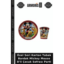 Armoris Özel Seri Karton Tabak Bardak Mickey Mouse 8’li Çocuk Sofrası Parti