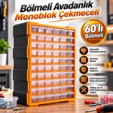 Nzb Avadanlık Monoblok Çekmeceli 60'lı Takım Çantası Vida Dübel Civata Kutusu Bölmeli Plastik Organizer