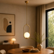 Apliqa Lorin Tekli Eskitme Sarkıt Beyaz Camlı Pembe Metal Mutfak Salon Aydınlatma