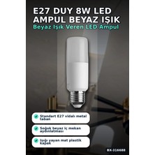 LED Ampul 8W 6500K Beyaz Işık E27 Duy 720 Lümen Tasarruflu Aydınlatma 1 Adet BX-316688