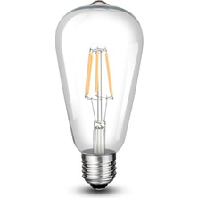 Cata 8W E27 ST64 3000K Günışığı Sarı Işık Uzun Flament Rustik LED Ampul E-27 CT-4353