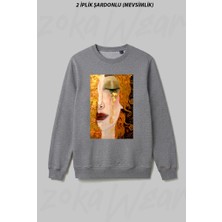 Zoka Wear Gustav Klimt Freya S Tears Gustav Klimt Golden Tears Ön Baskılı Bisiklet Yaka Sweatshirt