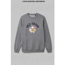 Zoka Wear Stray Kids Skzoo V6 Ön Baskılı Bisiklet Yaka Sweatshirt