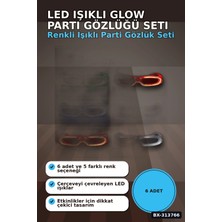 5 Renkli Pilli LED Işıklı Parti Gözlüğü 6 Adet Set - Glow Efektli Gece Aksesuarı BX-313766