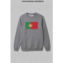 Zoka Wear Portekiz Ulke Bayrakli Ön Baskılı Bisiklet Yaka Sweatshirt