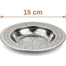 Binbir Trend 15 cm Otantik Desenli Krom Çelik Yanaklı Derin Meze ve Sunum Tabağı