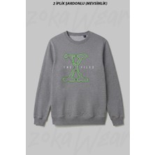 Zoka Wear Old Logo Dizi The x Files Ön Baskılı Bisiklet Yaka Sweatshirt