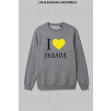 Zoka Wear I Love Ukraine Ön Baskılı Bisiklet Yaka Sweatshirt